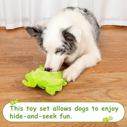 Hollypet Squeaky Hide and Seek Dog Toys for Small and Medium Dogs, Frog