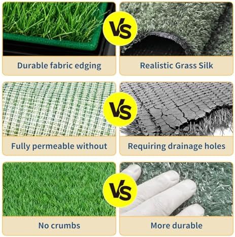 Dog Grass Pee Pad for Training, 33"x 20.6" Reusable Washable Replacement Artificial Grass for Potty Tray, Indoor/Outdoor Turf Grass, Realistic Fake Grass for Dogs (Pack of 2)