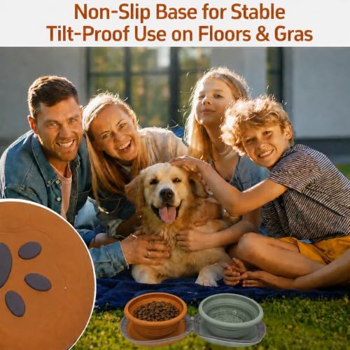 2-in-1 Collapsible Dog Travel Bowl Portable Silicone Carabiner