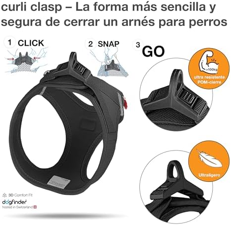 Vest Harness curli Clasp Air-Mesh Black XS