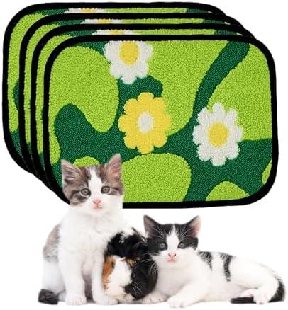 Qeils Reusable Puppy Pads for Small Dogs, Washable Pee Pads with Non-Slip , Absorbent Leakproof Mat for Crates, Playpens, Pet Beds & Whelping, Indoor Potty Training Grass Green, 16"x12", 4 Pack
