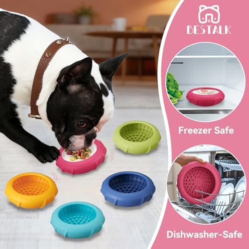 Dog Lick Bowl, Bestalk Wobbly Freeze Bowl Enrichment Feeder for Dogs, Anxiety Relief Lick Mat Puzzle Toy for Distraction, BPA Free Silicone, Dishwasher Safe(Rose,S)