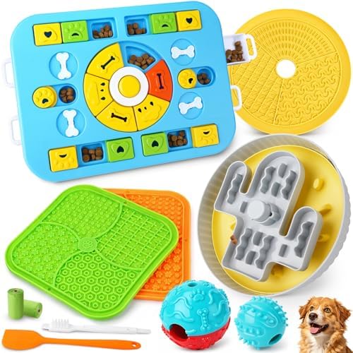 Forfon Upgraded Dog Enrichment Toy Set with Slow Feeder Bowl & Puzzle Toy