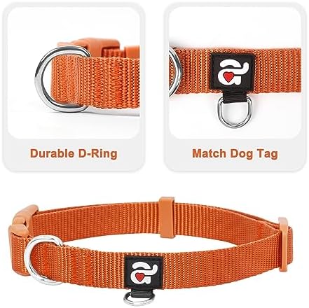 azuza 3 Pack Dog Collars, Soft Nylon Dog Collars for Large Dogs, Brown, L
