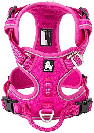 WINHYEPET True Love No Pull Dog Harness Extra Reflective Pet Harness for Small Medium Large Dogs Adjustbale for Running Walking Padded Soft Mesh Vest Easy Control TLH56512(Fushcia,M)