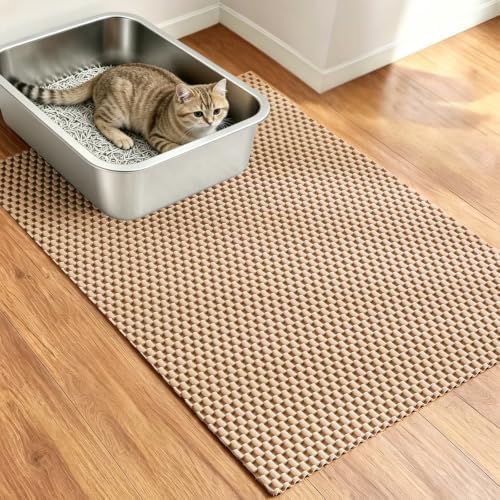 Cat Litter Mat, 40" x 28" Trap Mat for Litter Box, Cut‑to‑Fit for Any Space