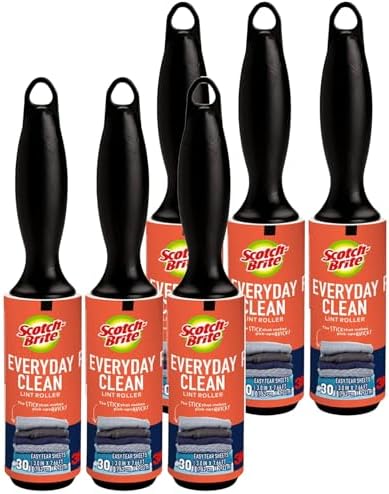 Scotch 3M Mini Lint Rollers 6-Pack (30 Sheets Each), Travel-Size Sticky Lint Removers for Clothes, Furniture and Pet Hair