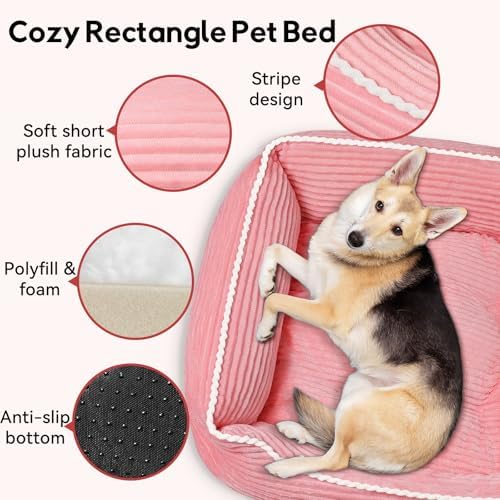 Zerbuger 30in Pink Rectangle Cat Dog Bed Machine Washable Sleeping Sofa