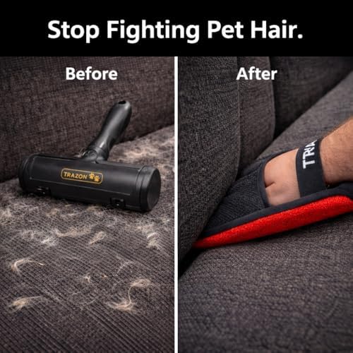 Pet Hair Removal System – Reusable Lint Roller & Lint Remover for Pet Hair on Carpet, Couch & Furniture + Pet Hair Glove Brush – Dog & Cat Fur Remover Tool for Car, Rugs & Clothing