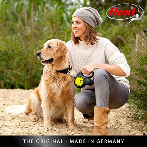 FLEXI® Neon Tape Retractable Dog Leash, Small, 16 ft - Neon Yellow/Black