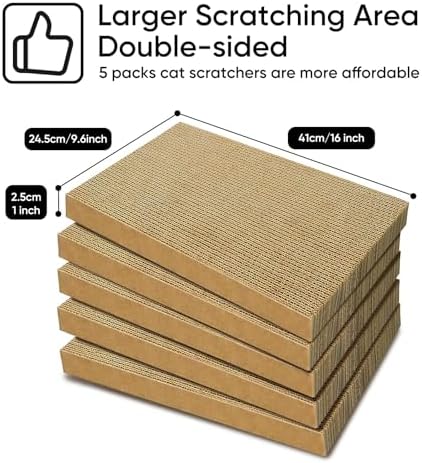 Cat Scratcher, 5 Packs in 1 Cardboard Box Cat Scratching Pad, Large