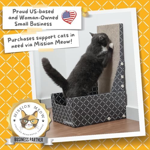 Hide & Scratch Cardboard Cat Scratcher Box & Bed Dark Grey Vertical L Shape