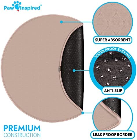 Paw Inspired Round Washable Pee Pads for Dogs, 48 Inch Size, Pack of 2