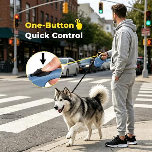 Retractable Dog Leash 16ft for Small & Medium Dogs Up to 55 lbs