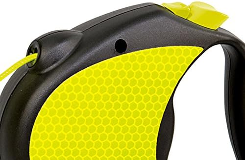 FLEXI Neon Retractable Dog Leash (Cord), 16 ft, Small, Black/Yellow