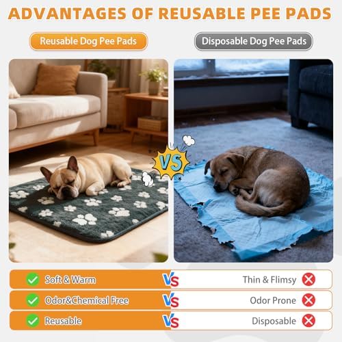 KOOLTAIL Washable & Waterproof Dog Whelping Pad for Large Dogs, 36x41in Super Absorbent & Soft Warm Plush Puppy Pads Potty Training, Quick Dry Reusable Pet Mats for Whelping Box Supplies,Playpen,Crate