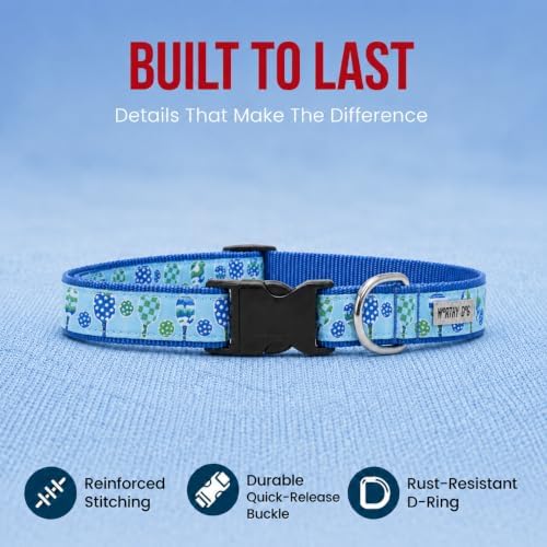 THE WORTHY DOG Fun Icon Print, Adjustable Dog Collar, Small Dogs,Pickleball