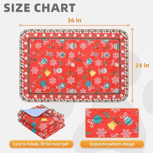 KOOLTAIL Washable Pee Pads for Dogs, 2 Pack Christmas Pet Mats, Super Absorbent Reusable Puppy Training Pads Waterproof,Nonslip Leak-Proof Dog Pee Pad,Large Whelping Pads for Floor,Crate,Couch,24"*36"