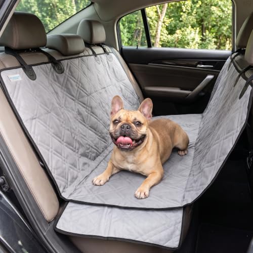 Bulldogology Dog Car Seat Cover Waterproof Heavy Duty Bench Dog Hammock Backseat Protector from Hair, Muddy Paws, Scratches - Pet Car Seat Cover for Cars Trucks SUVs (X-Large, Grey)