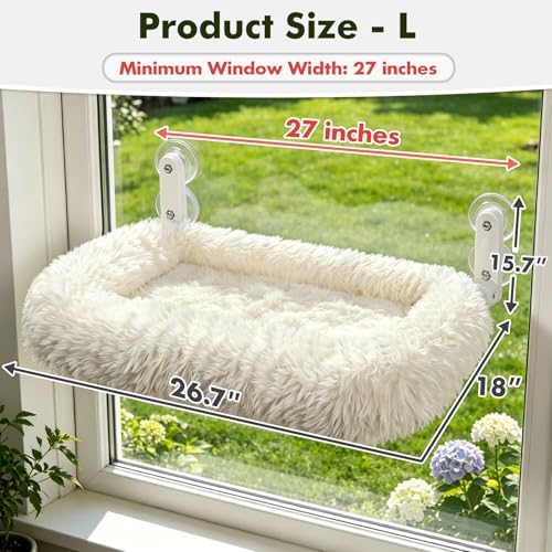 Zoratoo Foldable Cat Window Perch, Widened Cushion Cat Bed for Large Cats