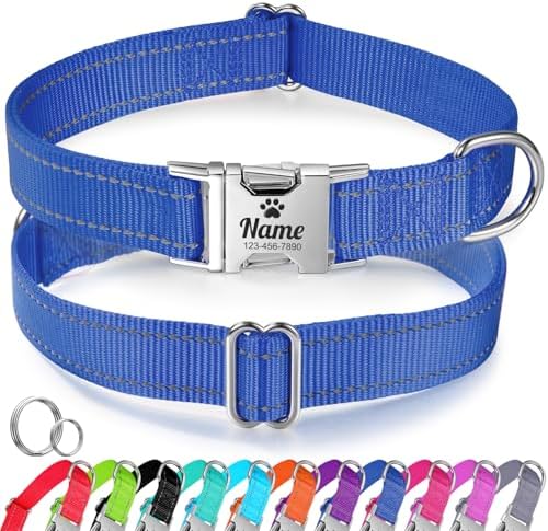 Silent Dog Collar Personalized with Name Phone Number Laser Engraved