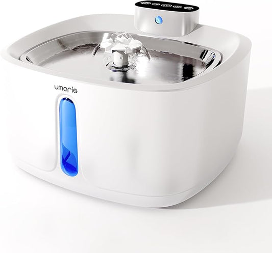 Automatic Cat Water Fountain, Wireless Pet Water Fountain with Stainless Steel Tray & BPA-Free Body, Ultra Quiet Pump, Motion Sensor, Easy to Clean, 3.2L/108oz for Multiple Cats & Small Dogs