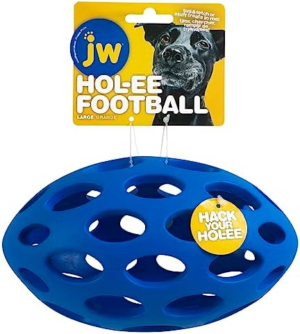 JW Pet HOL-ee Football Dog Toy Puzzle Ball, Natural Rubber, Large