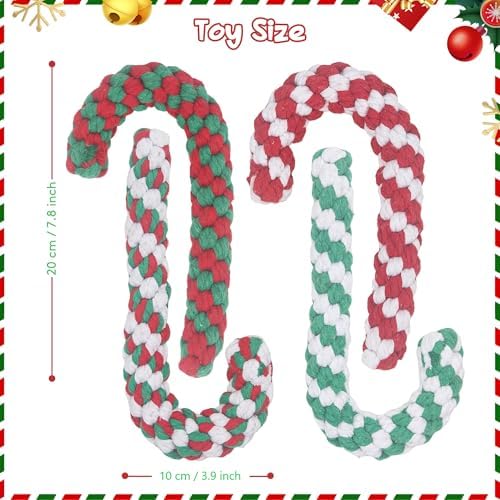 Christmas Dog Rope Toys, Christmas Cane Candy Rope Toy, 4 Packs Dog Interactive Chewing Toys for Puppy Small Medium Dogs Training Playing Teething Cleaning, for Dogs