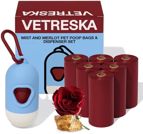 VETRESKA Dog Poop Bag Dispenser with 105 Bags, Leak Proof and Extra Thick