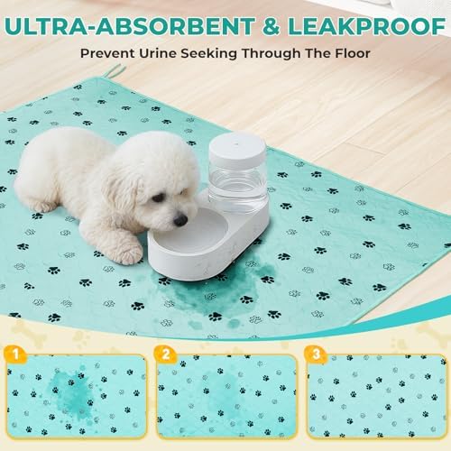 Fostanfly Washable Pee Pads for Dogs, Leak-Proof, 36"x48"-2 Pack, Green