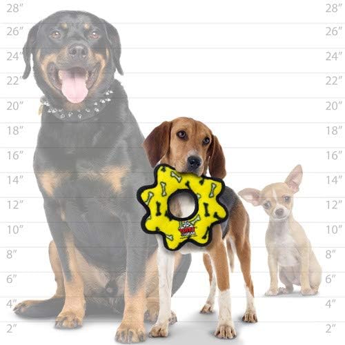 TUFFY® 2 Pack Bone and Gear Ring Small Ultra Durable Plush Dog Toys