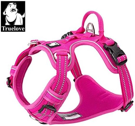 WINHYEPET True Love No Pull Dog Harness Extra Reflective Pet Harness for Small Medium Large Dogs Adjustbale for Running Walking Padded Soft Mesh Vest Easy Control TLH56512(Fushcia,L)