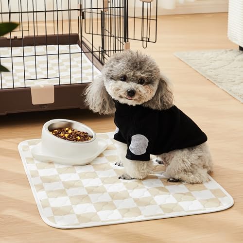 2 Pack Beige Checkered Washable Pee Pads for Dogs, Checkered Reusable Dog Pee Pads, for Puppy Playpen, Crate, Whelping Box, Potty Training, Cute Aesthetic Absorbency, Leak-Proof Non-Slip