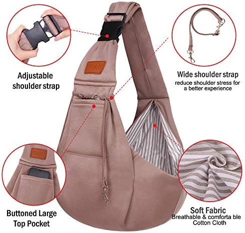 FDJASGY Small Dog Sling Cat Carrier Adjustable Strap Hands Free Reversible Pet Puppy Travel Bag Backpack for Outdoor Travel