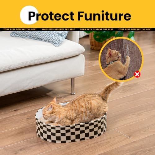 Conlun Oval Cat Scratcher Box with 4 Scratching Pads | Medium