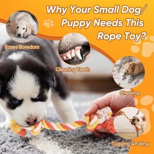 Dog Rope Toys 7 Pack - Puppy Teething Toys for Small/Medium Dogs - Durable Dog Chew Toys for Aggressive Chewers - Interactive Tug of War Toys for Boredom & Teeth Cleaning