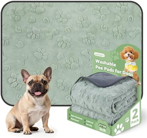 LOOBANI Washable Pee Pads for Dogs,2 Pack Reusable Puppy Pads 31"x36"