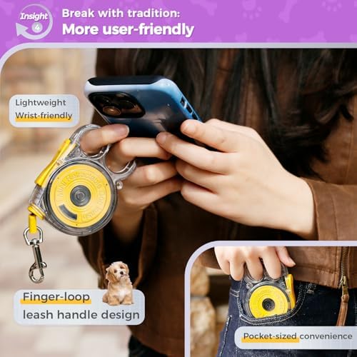 10 ft Retractable Dog Leash for Tiny & Small Dogs, Puppies, Cats