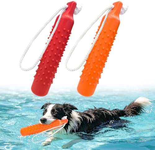 BINGPET Dog Float Bumper Toy 2 Pack,10.8" Lightweight Bumper for Water Fetch Outdoor,Floating Dog Water Toys for Medium Large Dogs,Fetch Rope Pet Toy Dock Diving Retrieving Dummy for Pool/Beach/Lake