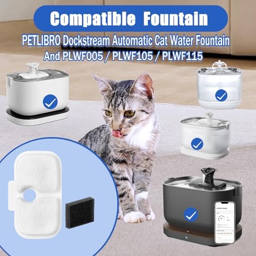 Cat Water Fountain Filter,12 pcs Pet Filter fit Petlibro Dockstream PLWF005