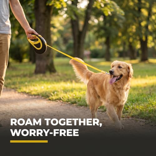 Muddy Mat® Retractable Dog Leash – 16 ft Heavy Duty Tape Leash for Small & Medium Dogs up to 44 lbs | One-Button Brake, 360° Tangle-Free | Ergonomic Grip