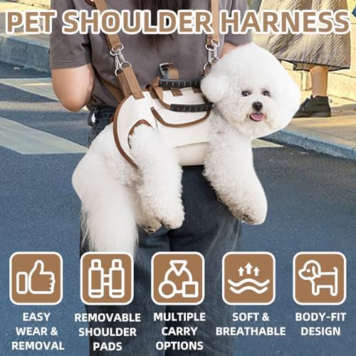 Dog Carrier Backpack for Small Pets, Breathable Detachable Travel Pet Bag with Adjustable Straps, Portable Hands-Free Dog Cat Carrier Backpack for Hiking, Walking & Camping (S)