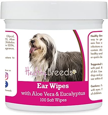 Healthy Breeds Bearded Collie Ear Cleaning Wipes with Aloe & Eucalyptus for Dogs 100 Count