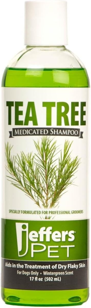 Jeffers Pet Tea Tree Medicated Deodorizing Dog Shampoo for Dry Skin, 17 oz