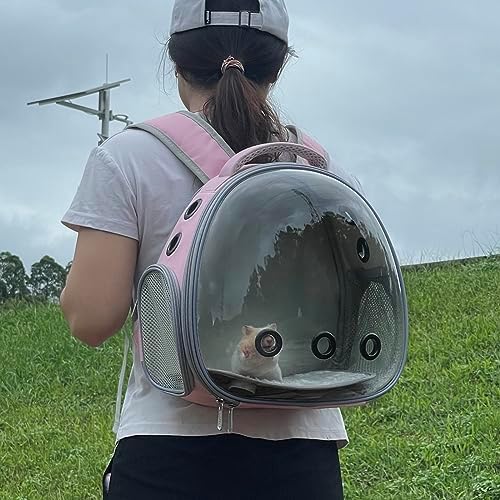 Portable Travel pet Backpack Carrier Hamster Bag Guinea Pig Bird Small Dog cat Turtle Carrier Rabbit Cage Squirrel Bearded Dragon Breathable Hangbag (Pink)