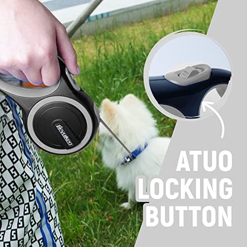 26 FT Retractable Dog Leash with No Tangle, Heavy Duty Great Leash for Dog up to 110lbs, One-Handed Brake, with Non-Slip Handle, Strong Nylon Tape for Small, Medium and Large Dogs