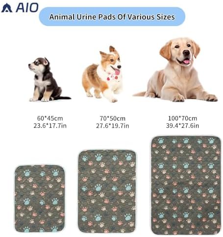 AIO Pet Urine pad Washable Pee Pads for Dogs Anti-Slip Waterproof 2-Pack Reusable Puppy Pads for Potty Training Heavy Absorbency Prevent Leakage Reusable Training Dog Pads 27.6*39.37inch Brown Claws
