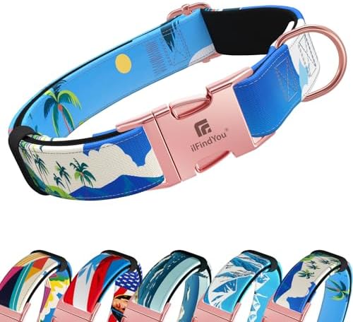 Reflective Dog Collar for Medium Dogs, Artistic Design Hawaii-M