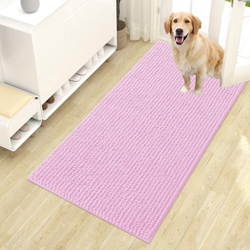 OLANLY Dog Door Mat for Muddy Paws 44x24, Extra Absorbent Chenille Mud Mat