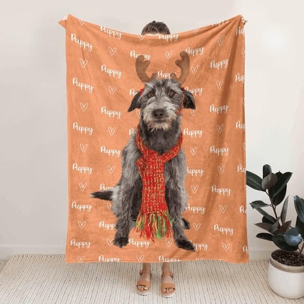 Pamaheart Custom Dog Face Blankets, Personalized Pet Photo Blanket, Fleece Dog Blankets, Customized Photo Throws, Dogs Dad Gifts, Pet Lover Gifts, Memorial Gift /32